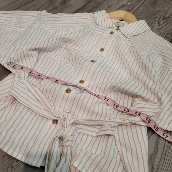 Cabi Womens Long Sleeve Button-Up Tied Up Shirt Size Medium Multicolor Dolman - Picture 6 of 7